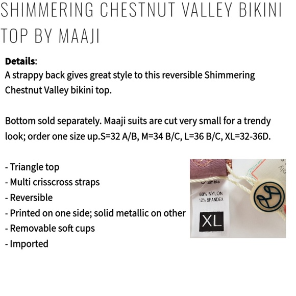Maaji Shimmering Chestnut Valley bikini top D cup - Picture 7 of 8
